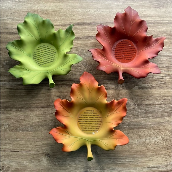 NWOB Partylite Whispering Leaves Set of 3 Ceramic Candle Holders Fall Decor - Picture 1 of 8